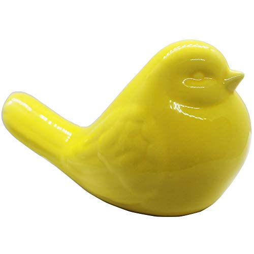 NEW Yellow Bird Figurine, Ceramic Chubby Bird Figure Cottage Animal Bird Statue Decorations for Home Garden Decor Accents - color: Yellow