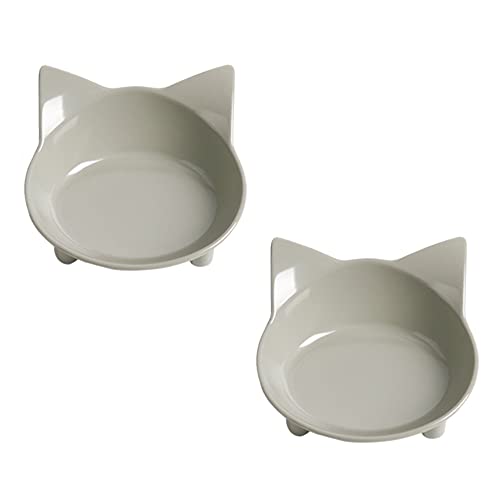 Dog & Cat Food Bowl – Non-Slip Wide, Shallow Pet Dish for Whisker Fatigue Relief, Safe for Puppies & Rabbits(2 Pack) - color: Grey+Grey