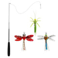 TTcat Cat Feather Wand Toys,Retractable Wand Toy with 3 Simulation Insects Dragonfly Grasshopper Refills,Interactive Cat Toy Kitten Toy for Indoor Cats to Play Chase Exercis.
