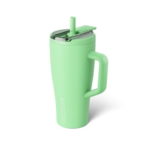 BrüMate Era Flip 30oz Tumbler with 100% Leakproof Covered Straw Lid | Hygienic Covered Straw | Insulated Stainless Steel Water Bottle with Handle | Cup Holder Friendly | BPA-Free (Kiwi) - color: Kiwi, size: 30 Ounces