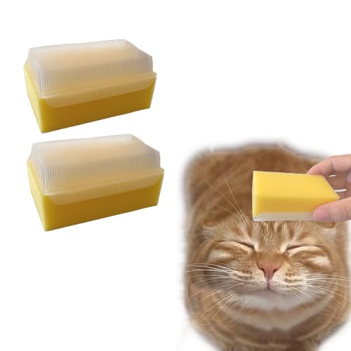 2PC Soft Cat Brush for Grooming - Gentle Cat Tongue Brush with1300+Barbed Serrations, Brushes for Sensitive Cats-Lightweight, gentle, Perfect for Daily Grooming&Enhancing Bonding (yellow) - color: yellow