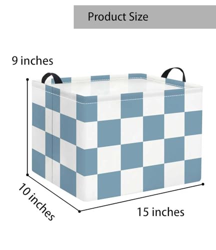 Rectangular Baby Kids Storage Basket for Home Kitchen Girls Cute Toy Storage Bin Organizer Shelf Book Room Decor(Blue Checkered) - color: Blue Checkered