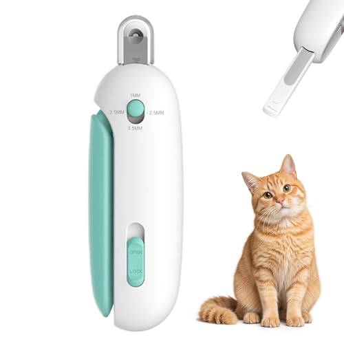 Cat Nail Clipper and Trimmer with 3 Adjustable Safety Levels Trimming Hole, Professional Indoor Kitten Supplies, Puppy Grooming Tools, with Debris Catcher & Hidden Nail File Blue - color: Blue