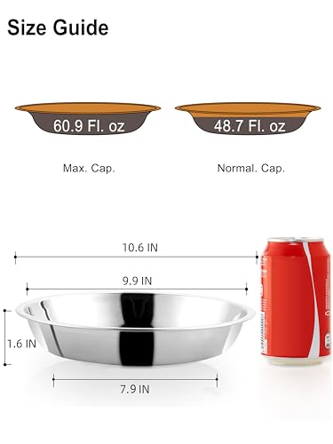 VENTION Stainless Steel Shallow Cat Food Bowl 10.6 Inch, Large Whisker Fatigue Cat Food Dish 60.8 Fl.oz, Replacement Basic Kitten Bowls Bulk for Elevated Stand, Dishwasher Safe (Set of 4) - size: 10 3/5 Inch-Outer Dia.