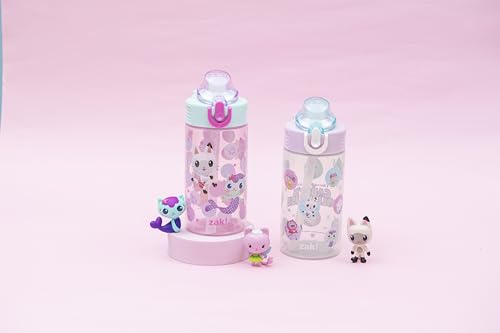 Zak Designs Gabby's Dollhouse Sage 16oz Leak-Proof Straw Kids Water Bottle | BPA Free Durable Plastic, Cupholder Friendly, Dishwasher Safe, Easy to Clean, Lid Lock, Handle, For School, Home, Travel - color: Gabby's Dollhouse (The Gabby Cats)