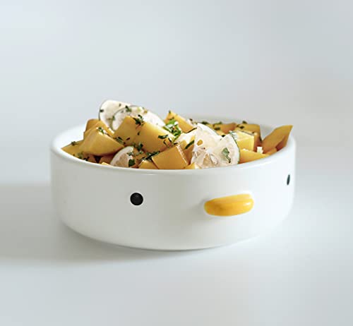 PURROOM Funny Cute Duck 6'' Salad Bowl, Handmade Glaze Chick Safety Ceramics Flat Bottomed Bowl, Home Family, Friend. - size: 6'' Salad Bowl