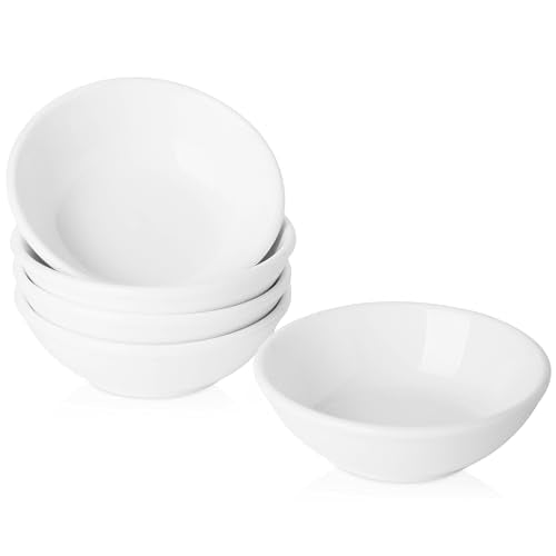 UIBFCWN 5 Pack Ceramic Dipping Bowls, 3 Inch Dipping Sauce Bowls/Dishes, 1.2 oz Soy Sauce Dish, Asian Dipping Dishes for Ketchup, BBQ, Side Dish, Sushi, Condiments, Appetizer - color: Round, size: 5 Pack