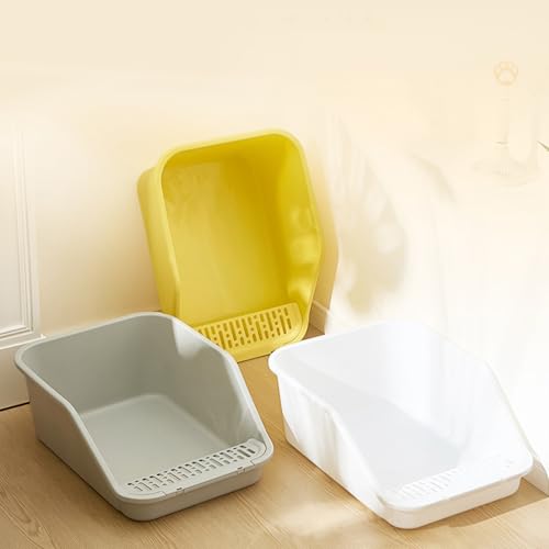 SpaceTime Large Cat Litter Box with High Sides,Cat Boxes for Indoor Cats,Cat Litter Pan for Kitty,Litter Box with Low Entry,Easy to Clean,Anti-Splashing(Grey) - color: Grey