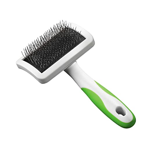 Andis 65705 Stainless-Steel Slicker Brush for Dogs and Cats - Durable and Lightweight Grooming Tool for All Breeds and Fur Lengths, Reduces Shedding and Promotes Hair Growth - Medium, Green - size: Medium, style: Firm Slicker Brush