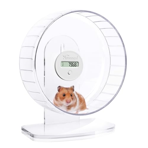 Niteangel Super-Silent Hamster Exercise Wheels with Pedometer- Quiet Spinner Hamster Running Wheels with Adjustable Stand for Hamsters Gerbils Mice Or Other Small pet