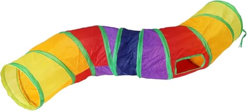 Bemodst S-Type Cat Tunnel, 2 Way/3 Way/4 Way/5 Way Collapsible S-Shape Small Animal Tubes Kitty Tunnels Interactive Maze House Toy with Storage Bag for Kitten Puppy Rabbit Guinea Pig (Rainbow-2 Way) - color: Rainbow-2 Way