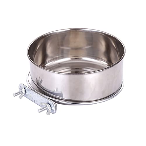 JiangYanus Stainless Steel Hanging Pet Bowls, Dog Crate Food and Water Bowl | Metal Coop Cups with Clamp Holder Detachable Cage Kennel Bowl Feeder Dish for Dogs Cats Birds Ferret Rabbit and Small Animals - color: 6.3" x 2.4"