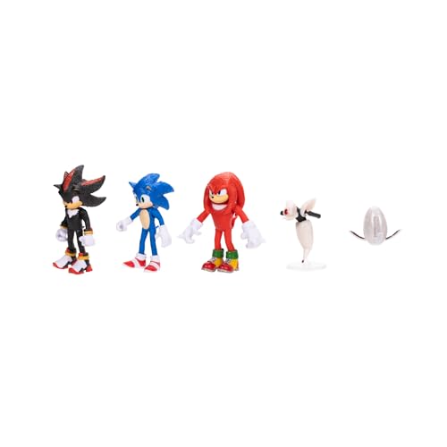 Sonic The Hedgehog 3 Movie Action Figures 2.5-Inch Movie Collector Toy Figure Multi-Pack Includes Knuckles Shadow Buzz Bomber & Drone- Officially Licensed Toys