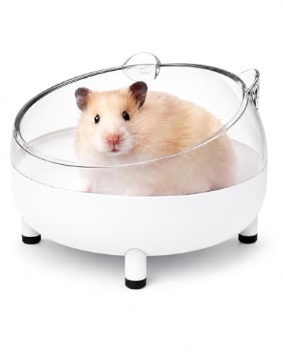 Meow&Woof Hamster Sand Bath Container, Large Sandbox Toilet Gerbil Batheoom, Tiny Chinchilla Dust Bathtub Sand Bath Box for Hamster Cage Accessories 5.2 Inch-White - color: White