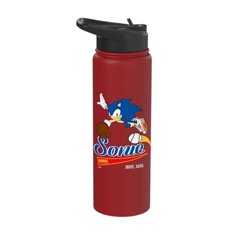 Sonic the Hedgehog - Sonic Baseball Est. 1991 Stainless Steel Insulated Water Bottle - color: Red