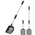 Metal Cat Litter Scoop: 32.3in Long Handle Litter Scooper | Heavy Duty Stainless Steel Pooper Scooper w/Deep Shovel-Detachable Non Stick Litter Sifter w/Foam Padded Grip-No Bending Back - color: black shovel