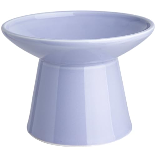 Ceramic Elevated Cat Bowls - 6.2 Inch Extra Wide Raised Cat Food and Water Bowl Set for Indoor Cats, Whisker-Friendly Ceramic Cat Dish for Elder Big Cats & Small Dogs,Light Purple,1 Pack - color: Light Purple, size: 1 Pack