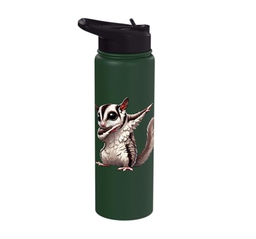 Sugar Glider, Dabbing | Kids, Girls, Boys | Sugar Glider Stainless Steel Insulated Water Bottle - color: Dark Green