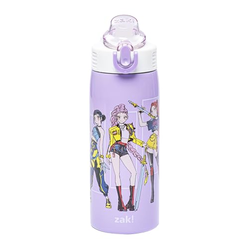 Zak Designs KPop Demon Hunters Sage 19oz Leak-Proof Straw Kids Water Bottle | BPA Free, Insulated Stainless Steel, Cupholder Friendly, Dishwasher Safe, Lid Lock, Handle, For School, Home, Travel, Outdoor - color: KPop Demon Hunters (Rumi, Mira, Zoey)