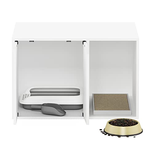 Furinno Peli Litter Box Enclosure, Small, Solid White - color: Solid White, size: Small
