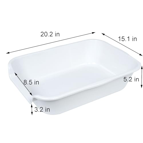 Extra Large Low Entry ABS Cat Litter Box, White, 20" L x 15.5" W, 2 Pack - color: White, size: Small (Pack of 2)