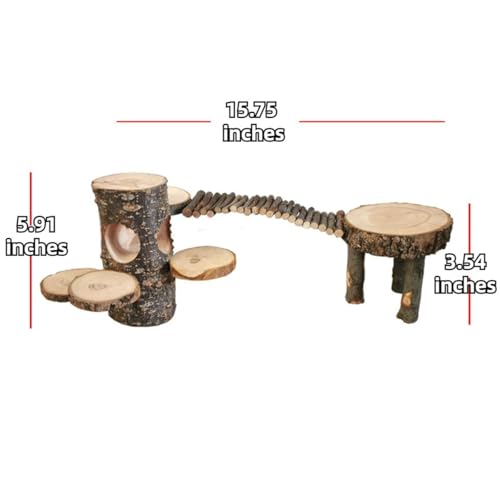Wooden Hamster Platform Toy, Safe Wood Chinchilla Activity Playground Stand Ladder for Pet Guinea Pig Climbing Bridge Hamster Hideout