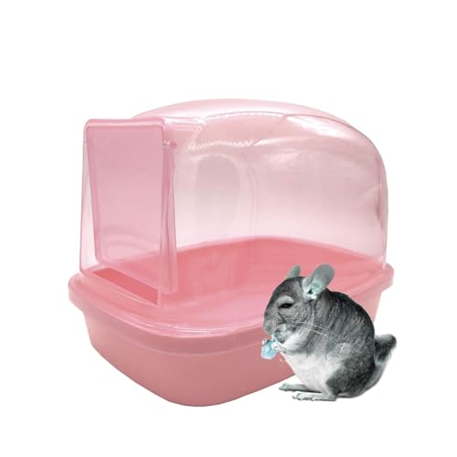kathson Hamster Sand Bath Container Dwarf Hamster Dry Bathroom Chinchilla Sauna Toilet Plastic Sand Bathtub Sand Box Ideal for Guinea Pig Gerbil Hedgehog Squirrel and Other Small Animals (Pink) - size: Pink