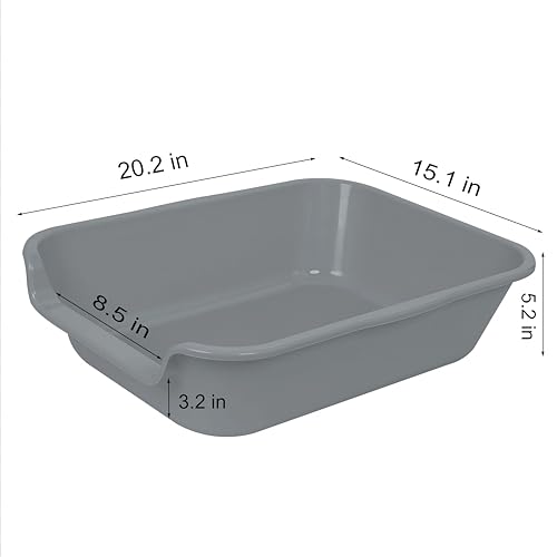 Extra Large Low Entry ABS Cat Litter Box, Grey, 20" L x 15.5" W, 1 Pack | Durable low entry litter box, non-stick, odor-free, ideal for seniors, kittens, rabbits, large cats and multi-pet homes. - color: Dark Gray, size: Small (Pack of 1)