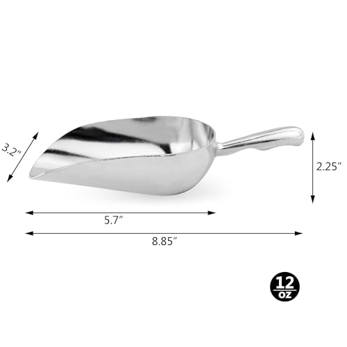 New Star Foodservice 34523 One-Piece Cast Aluminum Round Bottom Bar Ice Flour Utility Scoop, 12-Ounce, Silver - size: 12-Ounce