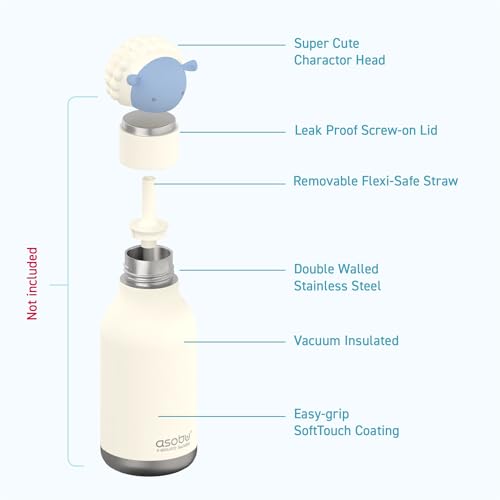 Bestie Replacement Head, Detachable Soft Silicone Character Topper, Straw | Fits the 16 oz Insulated Bottle, Easy to Swap & Clean, BPA Free - color: Sheep Replacement Head