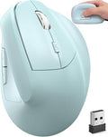 Wireless Mouse Ergonomic(Bluetooth+USB )Dual Mode Vertical Silent Portable Multi Device Ergo Carpal Tunnel Mice for Mac/PC/Laptop/Computer/Tablet/iPad/Macbook Air/Pro Office Work Women Men Gift(Green) - color: Green