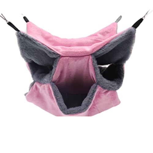 LYART Sugar Glider Pouch Hammock Bed Bedding, Sugar Glider Cage Accessories Toys for Rat, 3-Layer Hammock Make Pet Cages More Three-Dimensional (4.Pink) - color: 4.Pink