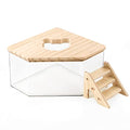 Hamster Sand Bath, Pentagon Acrylic Hamster Dig Box with Wood Cover, Sand Bath for Hamsters, Small Animals - style: Pentagon