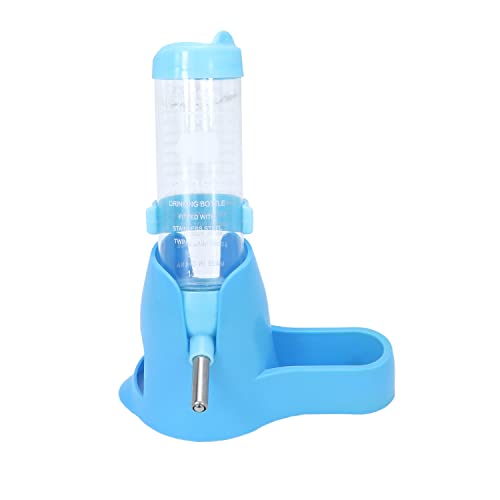 Wontee 3 in 1 Hamster Water Bottle Small Pet Automatic Water Dispenser with Food Container Base Hideout for Dwarf Hamster Mice Gerbils, 2 Pack (Blue, 125ML) - color: Blue, size: 125ML