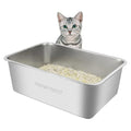 Stainless Steel Cat Litter Box – Large High-Sided Non-Stick Metal Pan with Anti-Slip Base, Easy-Clean Indoor Tray, 19.5" L x 13.5" W x 6" H in for Cats & Rabbits