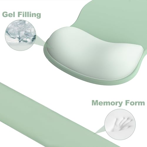 Ergonomic Mouse Pad with Wrist Rest and Keyboard Wrist Rest, Gel Mousepad and Wrist Rest for Computer Keyboard, Pain Relief, Non-Slip PU Base, Mouse Pad with Wrist Support for Gaming, Office, Green - color: Green