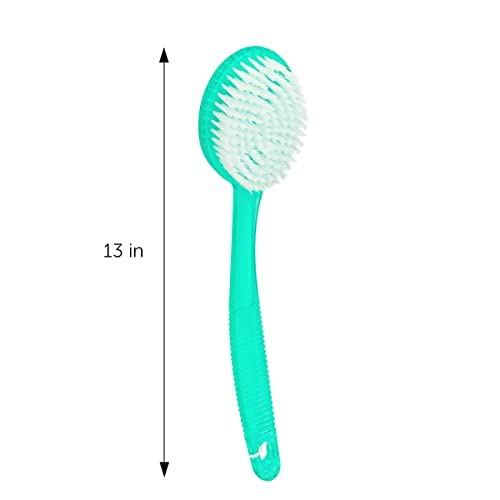 Shower Scrubber Brush, Long Handle, Green (1 Pack) - color: Green