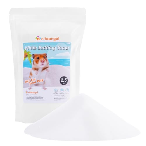 Niteangel Hamster Desert Bath Sand: 2.5lb/40oz No-Dust Bath & Easy to Clump | Helps Odor Control & Remove Excess Grease - Potty Litter Sand for Hamster Chinchillas Gerbil Mice Degu or Other Small Pets - color: White Sand, size: 2.5LB/40oz