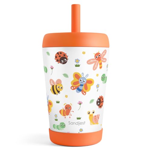 SANDJEST Bugs and Insects Insulated Sippy Tumbler 12 Oz, Gift for Birthday, Christmas & Back to School - color: Bugs & Insects