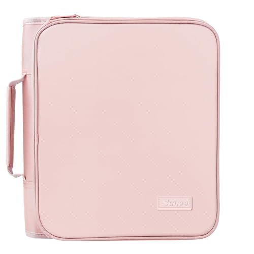 SUNEE Zippered Binder Bag with Handle, 2-Inch 3-Ring O-Ring, 500-Sheet Capacity, Includes Zip Pocket, 5-Tab Expanding File Folder, Multi-Pocket Organizer Binder for Middle School, Pink Lotus - color: Pink Lotus