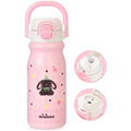 Mininoo 18oz Insulated Stainless Steel Kids Water Bottle for School, Bunny | 2-in-1 Straw & Spout Lid, Leak-Proof, BPA-Free, for Girls & Boys, Pink - color: 18oz Light Pink-Bunny