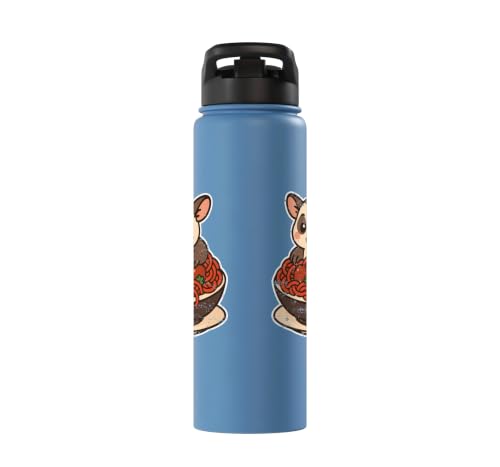 Cute Sugar Glider Spaghetti Pasta Stainless Steel Insulated Water Bottle - color: Light Blue