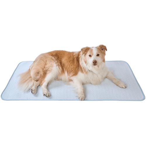 FrostEase Dog Cooling Mat, Cooling Dog Bed and Cooling Pad for Dog with Qmax 0.4 Yarn, Breathable 3D Airflow Layers, Machine Washable Non Slip Base for Pets, Blue, L, 36"*24" - size: L-36"*24"