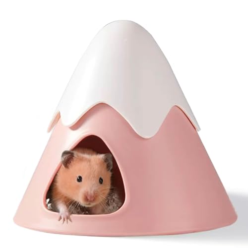 Hamster Hideout, Snowy Mountain Shape Hamster Hide House,Cute Small Animal Habitat Hideaway Hut for Syrian Hamsters, Mice, Gerbils, Rats (Pink) - color: Cute Pink
