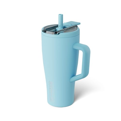 BrüMate Era Flip 30oz Tumbler with 100% Leakproof Covered Straw Lid | Hygienic Covered Straw | Insulated Stainless Steel Water Bottle with Handle | Cup Holder Friendly | BPA-Free (Glacier) - color: Glacier, size: 30 Ounces
