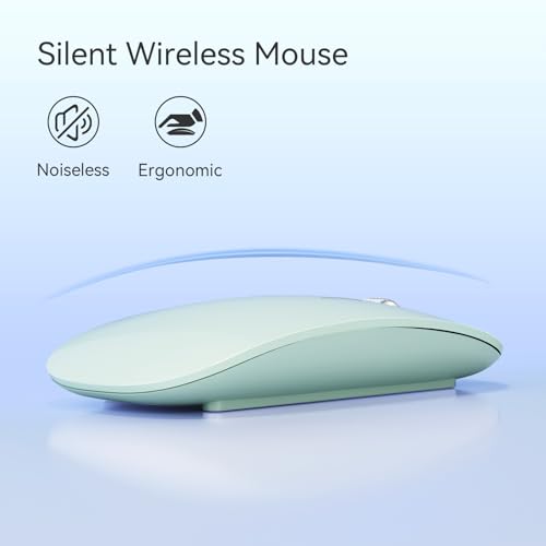 TENMOS M18 Bluetooth Mouse, USB C Rechargeable Wireless Mouse, Silent-Green | Tri-Mode BT5.1/5.0+2.4G, Quiet Click, Portable, Battery Level Visible, USB Receiver,Type C Adapter, for Laptop/MacBook/iPad - color: green