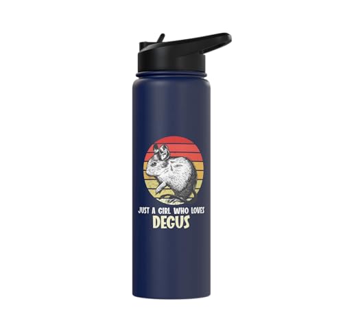 Just a girl who loves Degus Degu Stainless Steel Insulated Water Bottle - color: Navy Blue