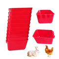 Pack of 10 Cage Cups Birds Feeders Seed Bowl Chicken Feeding Watering Dish Rabbit Water Food Hanging Wire Cages Box 8 oz Coop Cups for Pet Parrot Parakeet Game Fowl Poultry Pigeon - color: Red Square 10 packs 16oz