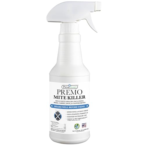 Premo Guard Natural Mite Spray, Kills Dust, Bird, Carpet, and Other Mites | Plant Based Treatment For Spider, Rat, Human Sabbies Mites, Safe For Families, Pet, Home, Bedding & Furniture - size: 32 oz