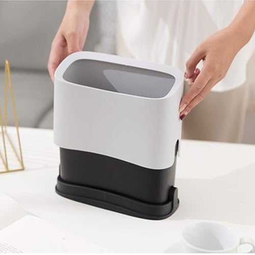 White Cat Litter Scoop Holder, Mini Trash Can with Lid | Kitty Scooper Caddy for Box, Stand Pairs With Most Litter Boxes and Fits Most Scoops